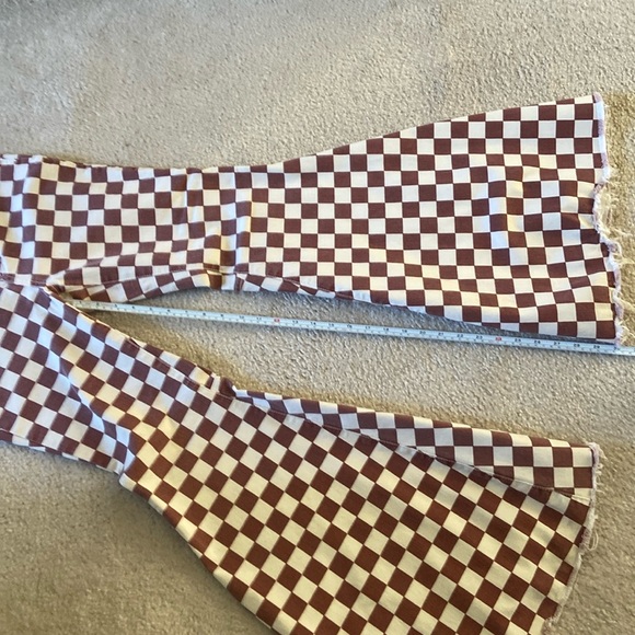 NWOT Free  People We The Free Float On Checkered Flared Jeans - Picture 11 of 12